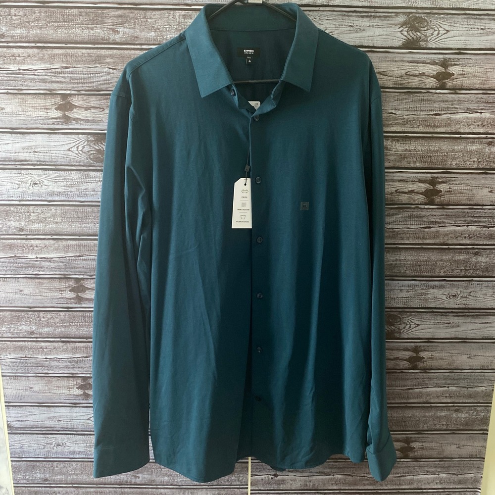 Express Men's Tech Long-Sleeved Button-Down Shirt Size XL Tall Extra Slim NWT
